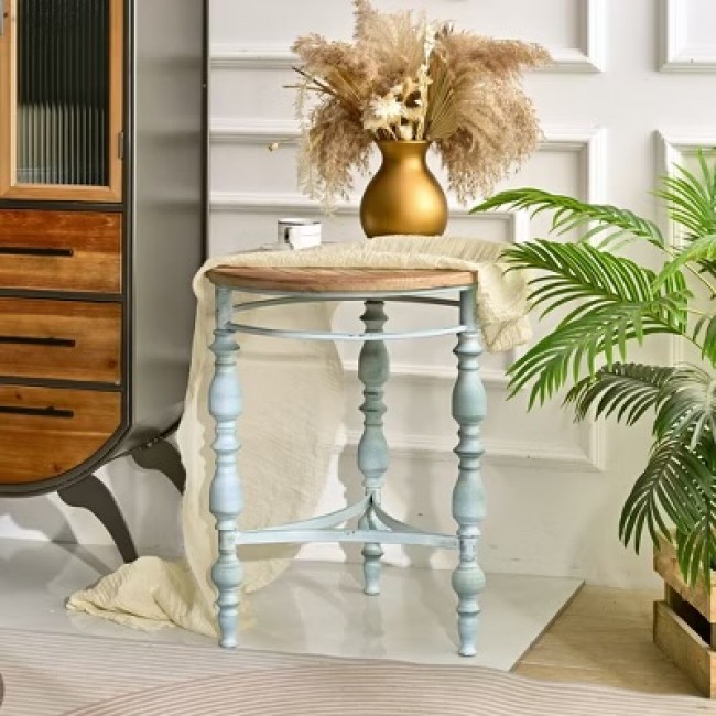 طاوله جانبيه مشغوله يدويا من المعدن والخشب الطبيعي 9594 طاوله جانبيه مشغوله يدويا من المعدن والخشب الطبيعي 9594