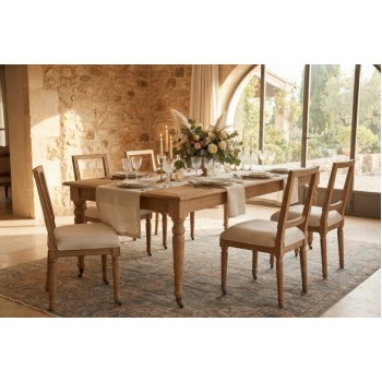 طاوله طعام ريفية ممتدة عراقة الخشب الطبيعي في بيتكL1512023