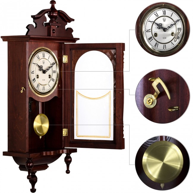 ساعة جداريه ميكانيك مصنوعه من الخشب الطبيعي 8864