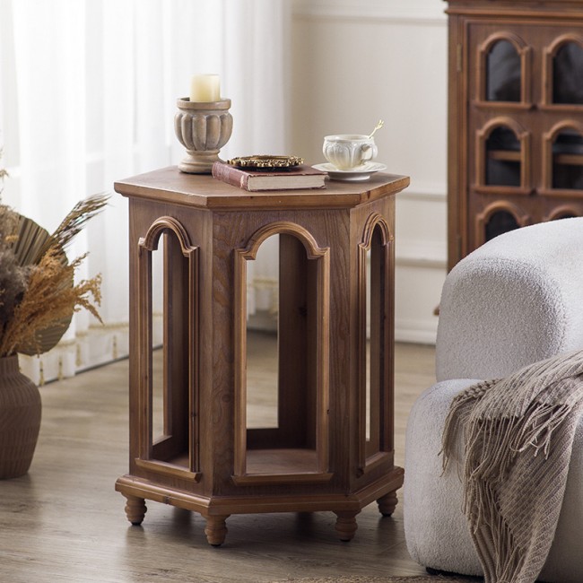 طاوله جانبيه من الخشب الطبيعي كلاسيك 8836