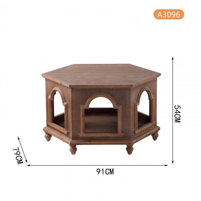 طاولة وسط من الخشب الطبيعي كلاسيك 8837