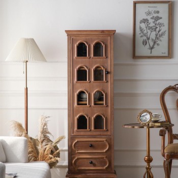 كونسول خشب طبيعي مطعّم بالزجاج فنتج ستايل 8778