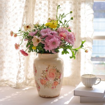 فازه سيراميك مقاس 26cm بتصميم ريفي مميز L6530