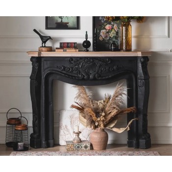 كونسول مدفأه جداري اسود خشب طبيعي -L4717