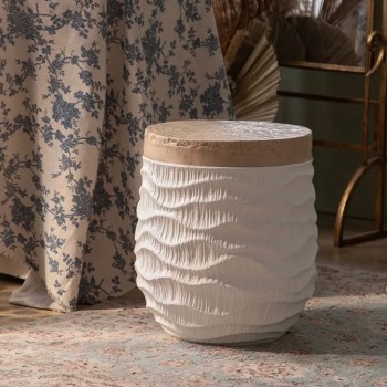 طاوله  دائريه ابيض  جانبيه بحافه  معتقه بنمط حديث -LL4746