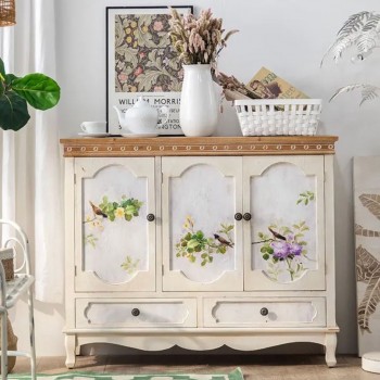 كونسول  جداري ريفي خشب طبيعي -L4734