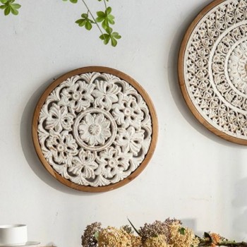 ديكور جداري منزلي خشبي منحوت يدويا -L4812