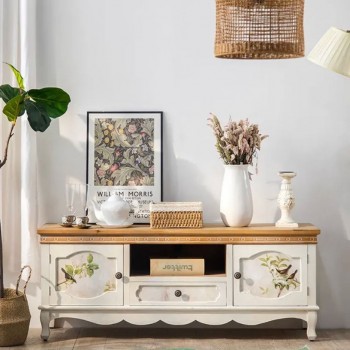 طاوله تلفزيون  بتصميم ريفي شابي شيك  من اجود انواع الخشب الصلب L4735