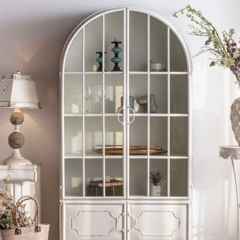 كونسول جداري بتصميم فرنسي حديث انيق باب زجاج مقوس حديد -L4725