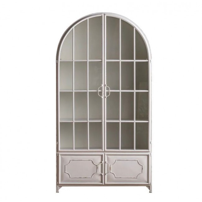 كونسول جداري بتصميم فرنسي حديث انيق باب زجاج مقوس حديد -L4725