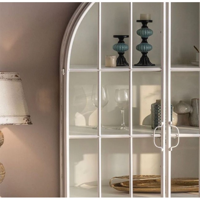 كونسول جداري بتصميم فرنسي حديث انيق باب زجاج مقوس حديد -L4725