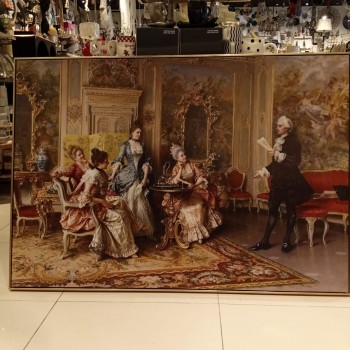 لوحه كانفس جداري اطار ذهبي خشب -L4609