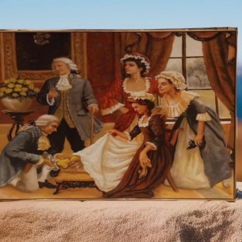 لوحه جداري مطبوع كانفس اطار خشب مذهب-L4637