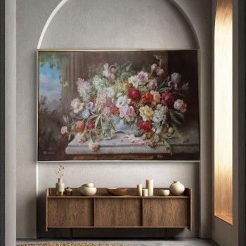 لوحه جداري مطبوع كانفس اطار خشب ذهبيL4624