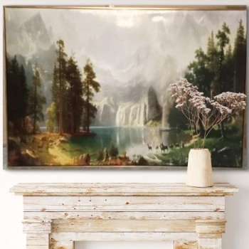 لوحه جداري مطبوع كانفس اطار خشب ذهبي-L4628