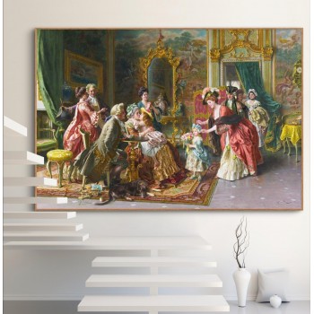 لوحه جداري مطبوع كا نفس اطار ذهبي خشبي -4643