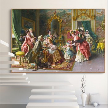 لوحه جداري مطبوع كا نفس اطار ذهبي خشبي -4643