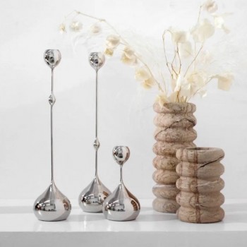 شمعدان طقم انيق مكون من3 قطع متوفر للون الفضي -3624 شمعدان طقم انيق مكون من3 قطع متوفر للون الفضي -3624