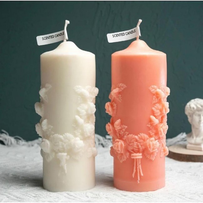 شمعه من مادة الصويا بطابع الورد متوفر اللو ن الابيض -3590 شمعه من مادة الصويا بطابع الورد متوفر اللو ن الابيض -3590