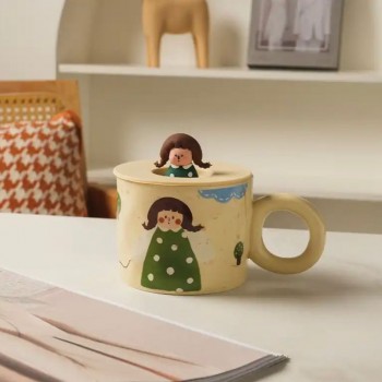 كوب قهوه لطيف مع غطاء شخصية زوجين-3-3520