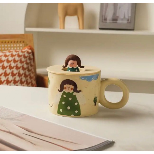 كوب قهوه لطيف مع غطاء شخصية زوجين-3-3520 كوب قهوه لطيف مع غطاء شخصية زوجين-3-3520