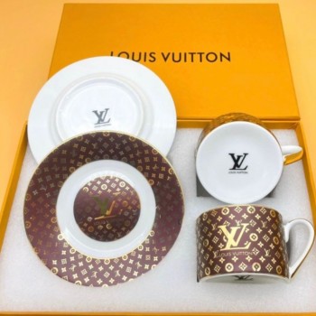 طقم فنجانين شاي لويس فيتون مكون من 4 قطع -4108