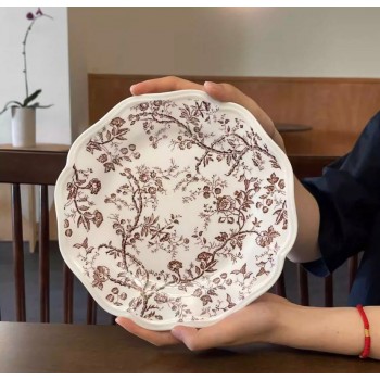 صحن سيراميك بنقوش الورد متوفر الحجمين L5128 صحن سيراميك بنقوش الورد متوفر الحجمين L5128