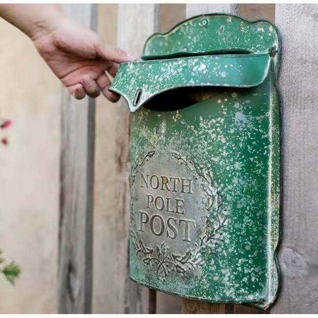 صندوق بريد معدن معتق بتصميم ريفي شابي شيك مثالي للحديقه -25413 صندوق بريد معدن معتق بتصميم ريفي شابي شيك مثالي للحديقه -25413