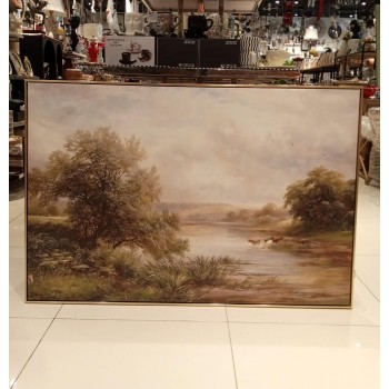 لوحه جداري مطبوع كانفس اطار خشب ذهبي -4630