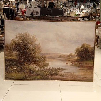 لوحه جداري مطبوع كانفس اطار خشب ذهبي -4630