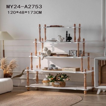 رف كتب كلاسيكي متعدد الطبقات من الخشب الصلب -4744