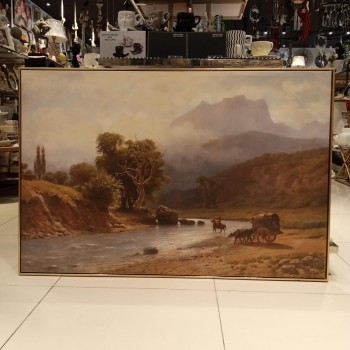 لوحه جداري مطبوع كانفس اطار خشب ذهبي-4626