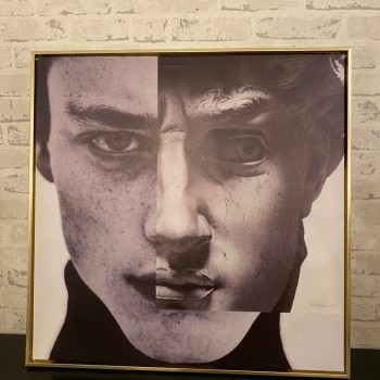 لوحه مطبوع كالنفس باطار خشب ذهبي-K2442