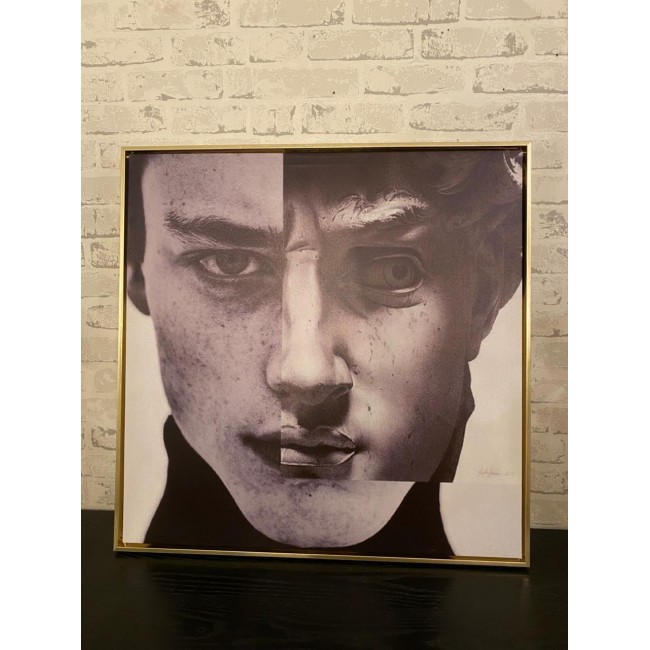 لوحه مطبوع كالنفس باطار خشب ذهبي-K2442