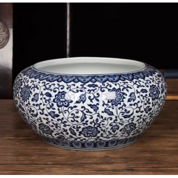 فازه سيراميك فاخره بنقوش زرفاء بنصميم اوربي -6947