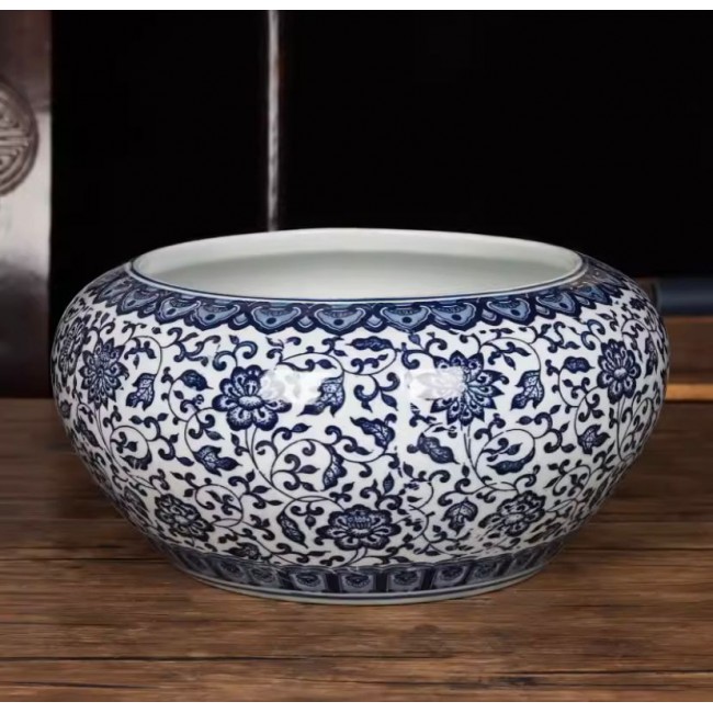 فازه سيراميك فاخره بنقوش زرفاء بنصميم اوربي -6947