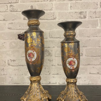 شمعدان سيراميك بتصميم اوربي فكتوريا متوفر حجمين 6621