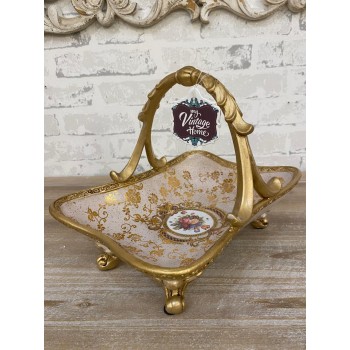 صحن لتقديم سيراميك بتصميم سله بنمظ اوربي كلاسيك L6597