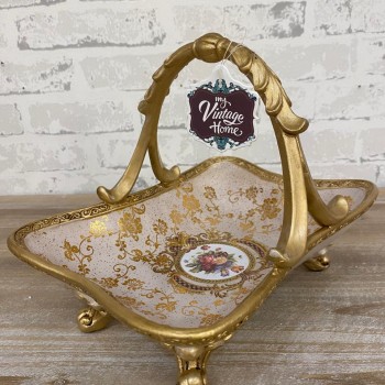 صحن لتقديم سيراميك بتصميم سله بنمظ اوربي كلاسيك L6597