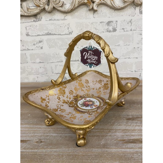 صحن لتقديم سيراميك بتصميم سله بنمظ اوربي كلاسيك L6597