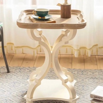 طاوله قهوه زاويه  بيضاء كلاسكيه  خشبي L3931