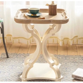 طاوله قهوه زاويه  بيضاء كلاسكيه  خشبي L3931