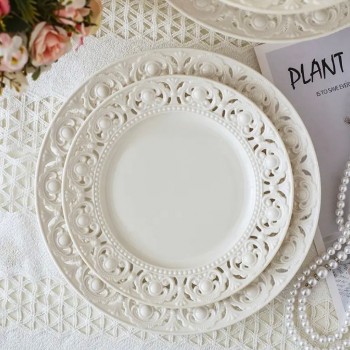 صحن سراميك بتصميم اوروبي ملائم اطباق العشاء متوفر الحجمين -4297