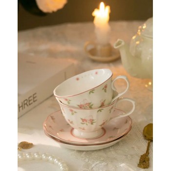 كوبين طقم وصحن 2 سيراميك طباعه ورديهL3511 كوبين طقم وصحن 2 سيراميك طباعه ورديهL3511