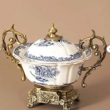 فازه بغطاء سيراميك بتصميم ريفي انيق L5906 فازه بغطاء سيراميك بتصميم ريفي انيق L5906