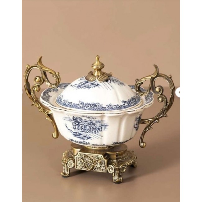 فازه بغطاء سيراميك بتصميم ريفي انيق L5906