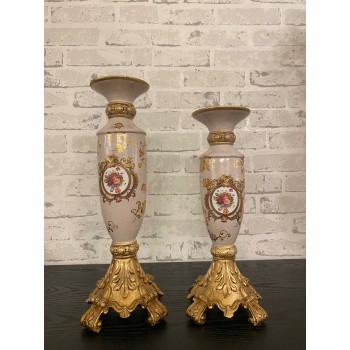 شمعدان سيراميك بتصميم اوربي فكتوريا متوفر حجمين L6606