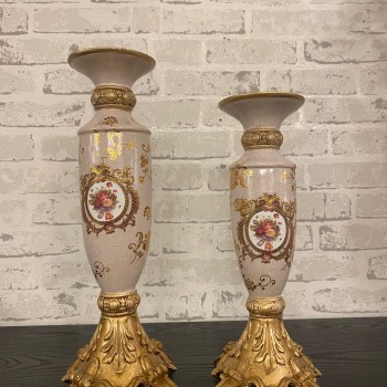 شمعدان سيراميك بتصميم اوربي فكتوريا متوفر حجمين L6606