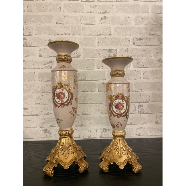 شمعدان سيراميك بتصميم اوربي فكتوريا متوفر حجمين L6606