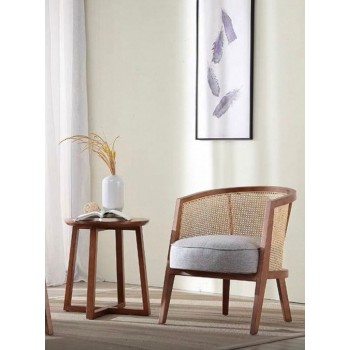 طاوله رتان جانبيه خشب طبيعي بتصميم اوربي 7300